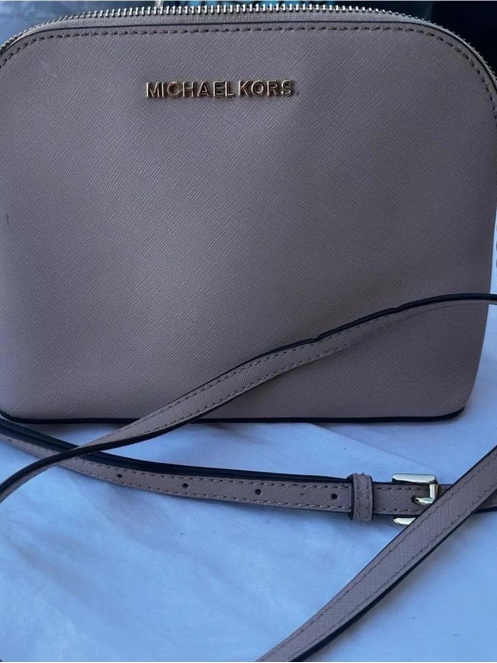 Michael Kors Light Pink Saffiano Crossbody Bag with Gold Hardware